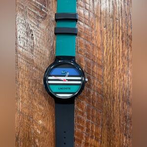 Lacoste Watch Green and Black Band. LC . 45.1.29.2226.5.136.812. Needs Battery